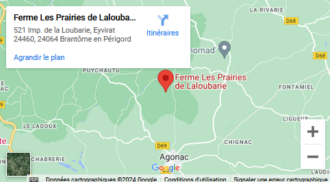 carte google map de l'emplacement de la ferme de laloubarie